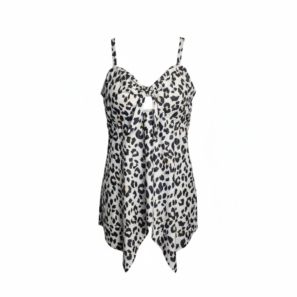 Women's Leopard Print Spaghetti Strap Swim Top - NWOT